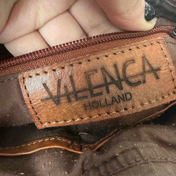 Vilenca Holland Anthropologie BohoCognac Crossbody Bag  Beautiful Woven Leather - Picture 6 of 14